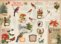 Christmas Flock Decoupage Paper - Vintage Holiday Birds Design for Furniture & Crafts