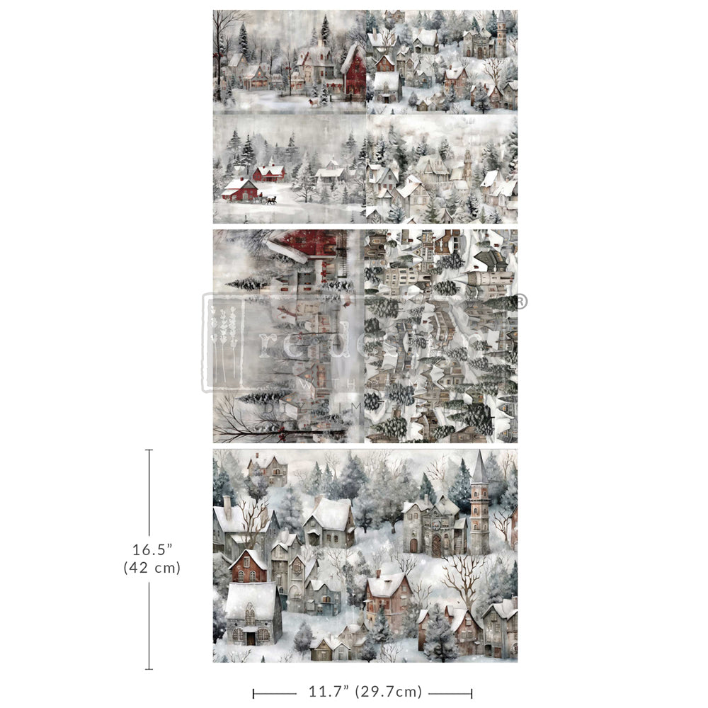 SILENT NIGHT SNOW VILLAGE – 3 SHEETS, 11.7″X16.5″ EACH 671549